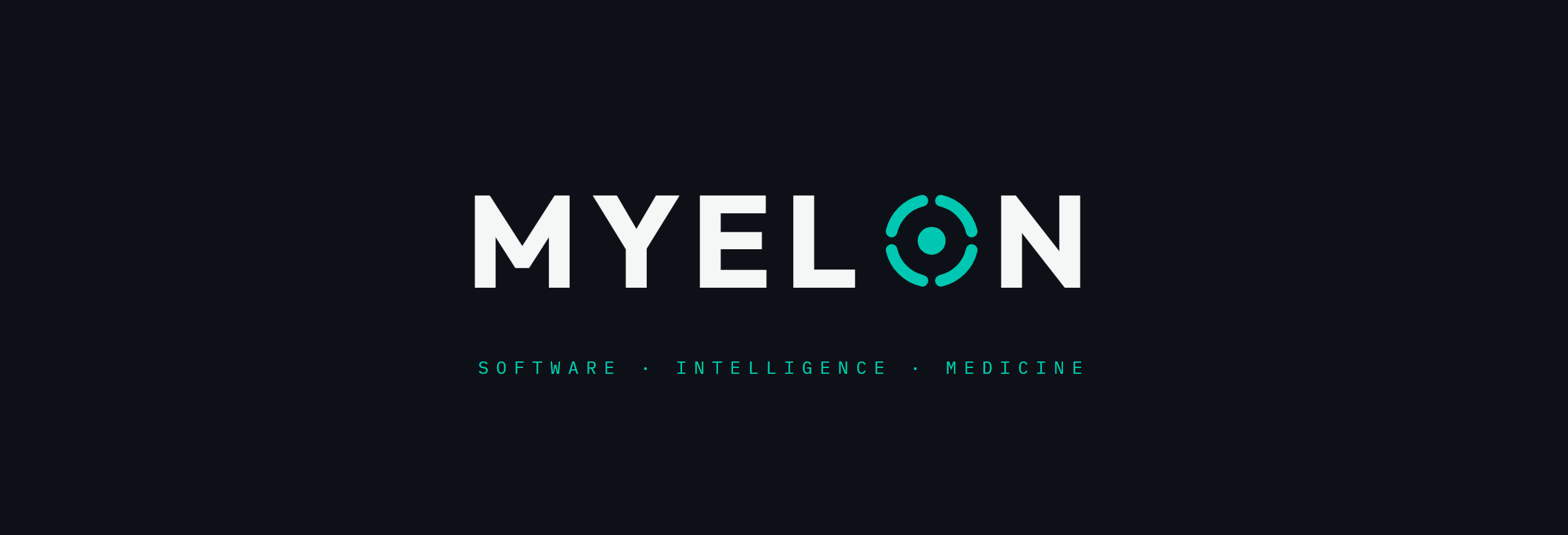 شعارُ MYELON كاملاً: الاسمُ والعلامةُ مكانَ حرف الـO